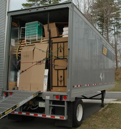 The fully loaded ABF trailer, packed tight to the door
