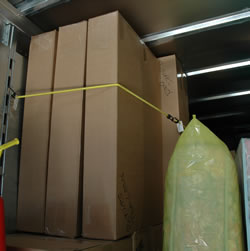 Framed pictures packed and loaded into the trailer